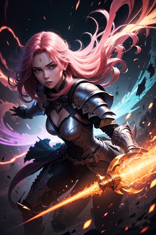 a woman with red hair and a sword in her hand, Katarina, de League of Legends, Catherine, female redhead templar, Samira de League of Legends, Personagem de League of Legends, Arte estilo League of Legends, de League of Legends, Rainha ruiva em armadura vermelha pesada, Menina da armadura, Arte do personagem de League of Legends, Miss Fortune League of Legends --auto