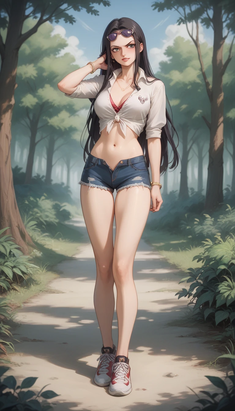 1female,36 years old,MILF,mature,Bigchest,Big breasts Thin waist,slenderlegs,long leges,Busty and sexy,Pornographic exposure, solo,(Background with:bamboo forrest,clubs) She has long silver-gray hair,standing on your feet,Sweat profusely,drenched all over the body,seen from the front, hair straight, mostly cloudy sky,(((tmasterpiece),(Very detailed CG unity 8K wallpaper),best qualtiy,cinmatic lighting,detailed back ground,beatiful detailed eyes,Bright pupils,(Very fine and beautiful),(Beautiful and detailed eye description),Blue eyes,Redlip,ultra - detailed,tmasterpiece,)),facing at camera,A high resolution,ultra - detailed),revealing breasts,Bare genitalia, Bulge,legs are open,sexyposture,Camel toes,Flushed complexion,Smile,frontage,(Wearing:Red baseball jacket,Black slave collar,Sexy denim shorts,athletic sneakers)