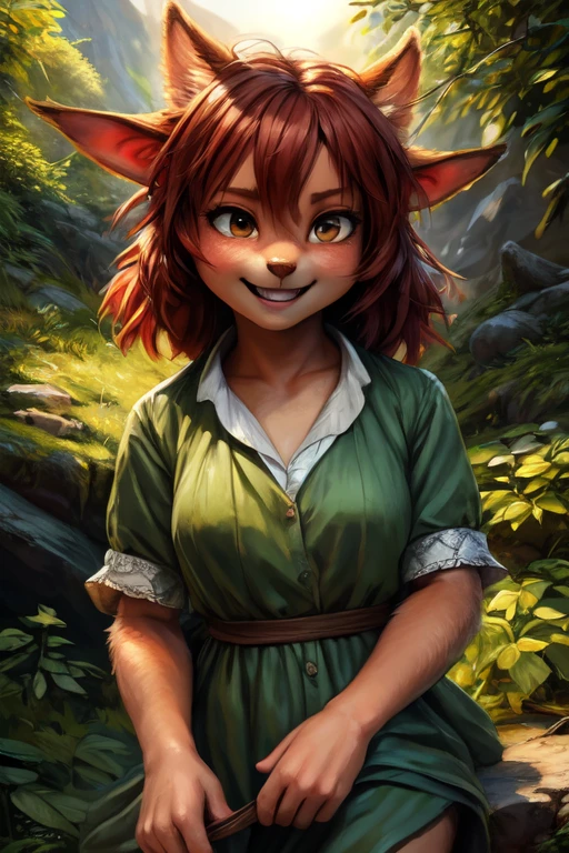 by kenket, by totesfleisch8, (by thebigslick, by silverfox5213:0.8), (by syuro:0.2), elora furry, detailed and extremely fluffy body fur, fluff, masterpiece, looking up beautiful surroundings, detailed background, happy, leaf-dress, (uploaded on e621,8k, RAW photo, high resolution,high quality), ((masterpiece)), female, (wear shirt and bottomless), (front view), (cinematic lighting), backlighting, (shaded), detailed background, by dagasi, (by personalami), [by Ruan Jia], photorealistic, hyperrealistic, (Nude:1.4)
