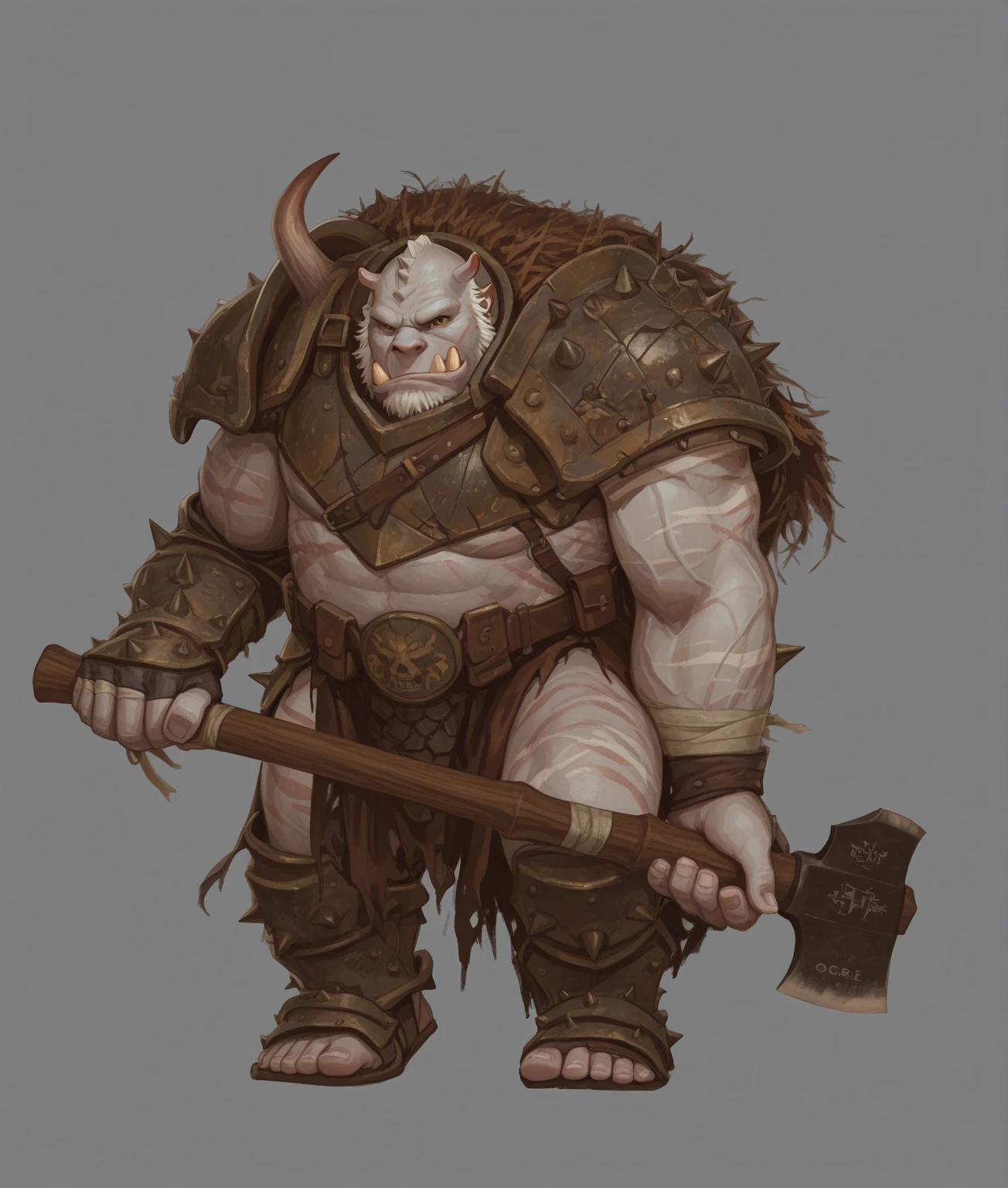 ((little barbarian child)), child, waist like an hourglass, the world of dark fantasy, (tanned light fur coat), navel, incision on the chest