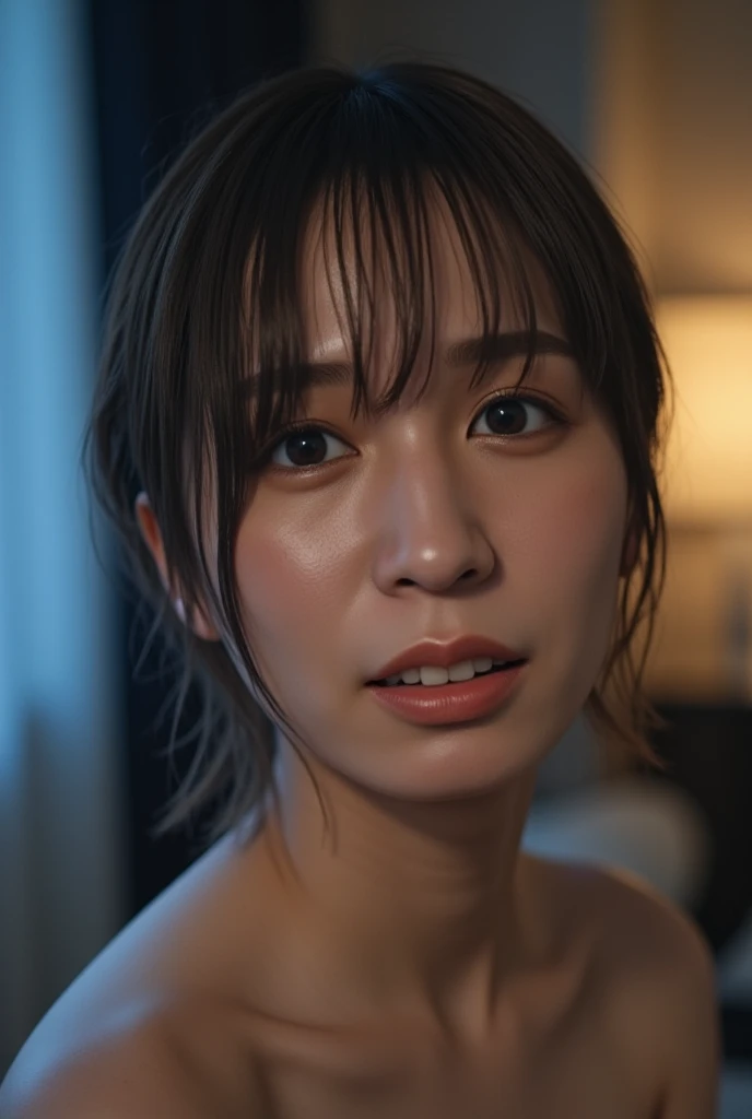 (Highest quality,8k,masterpiece),
Beautiful Japanese 19 years old, In a daze and in a daze、close your eyes、Fearful expression、 Very beautiful face,Expressions of Ecstasy, Big Breasts、Perfect Female Anatomy、(Standing naked), torture chamber, barefoot,