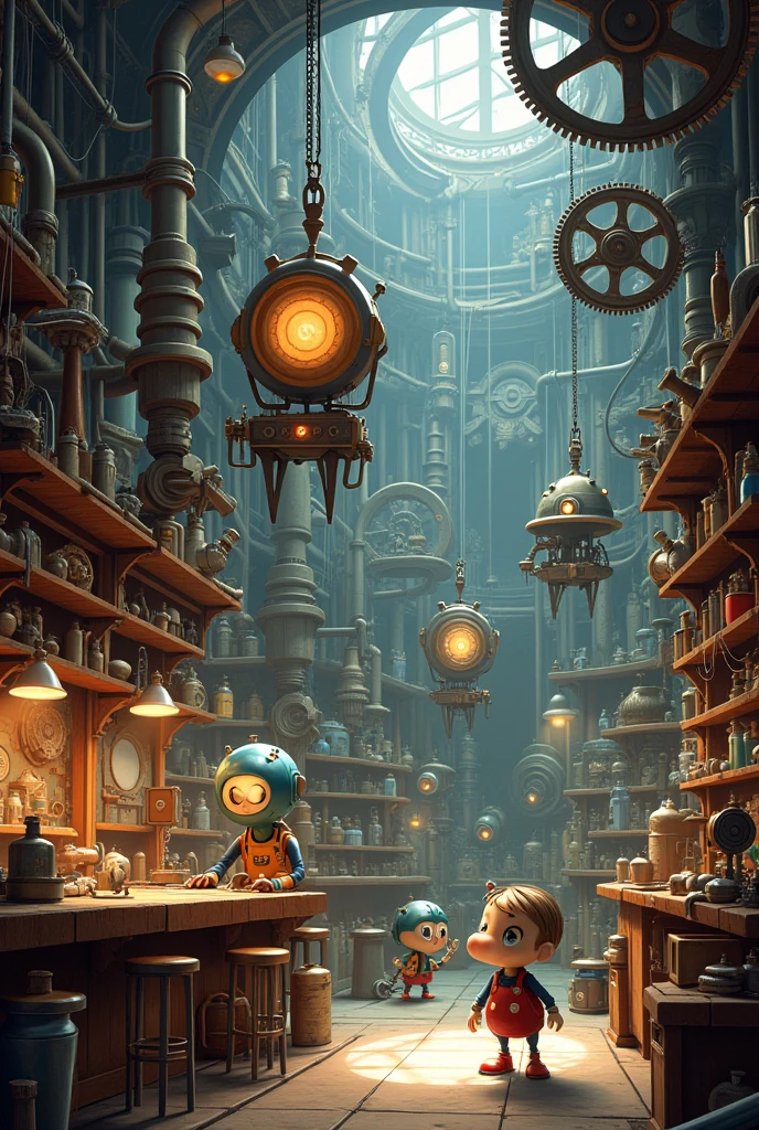 Disneys-style mechanical workshop