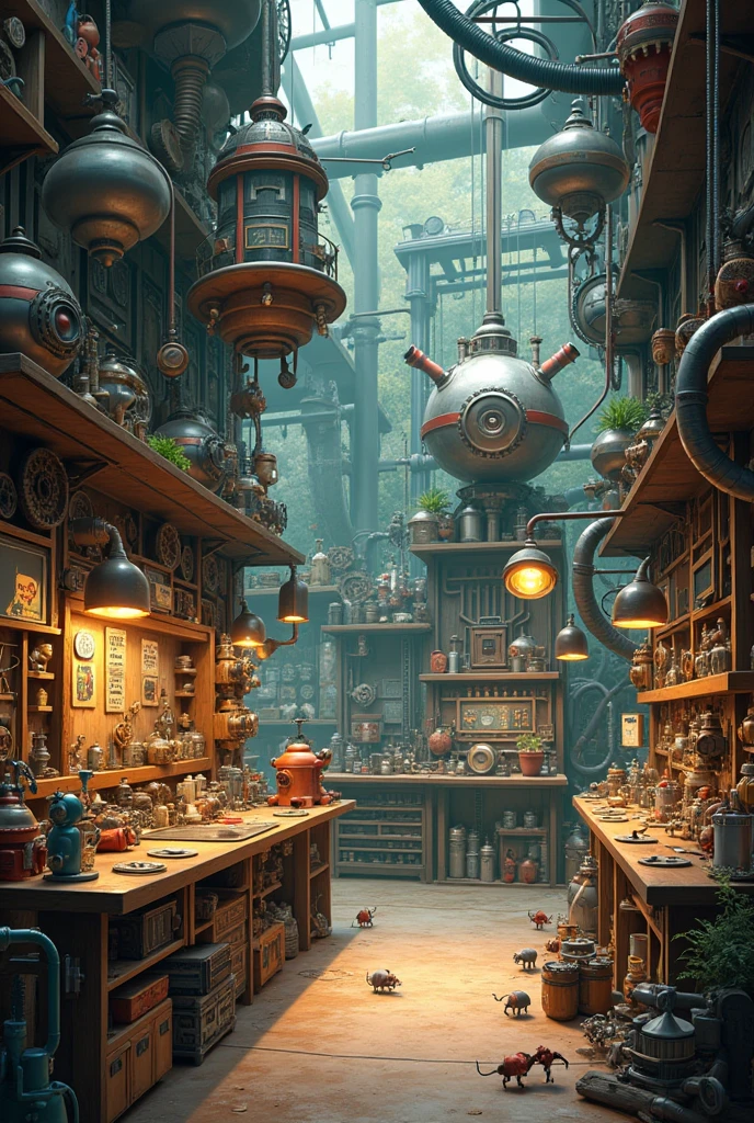 Disneys-style mechanical workshop
