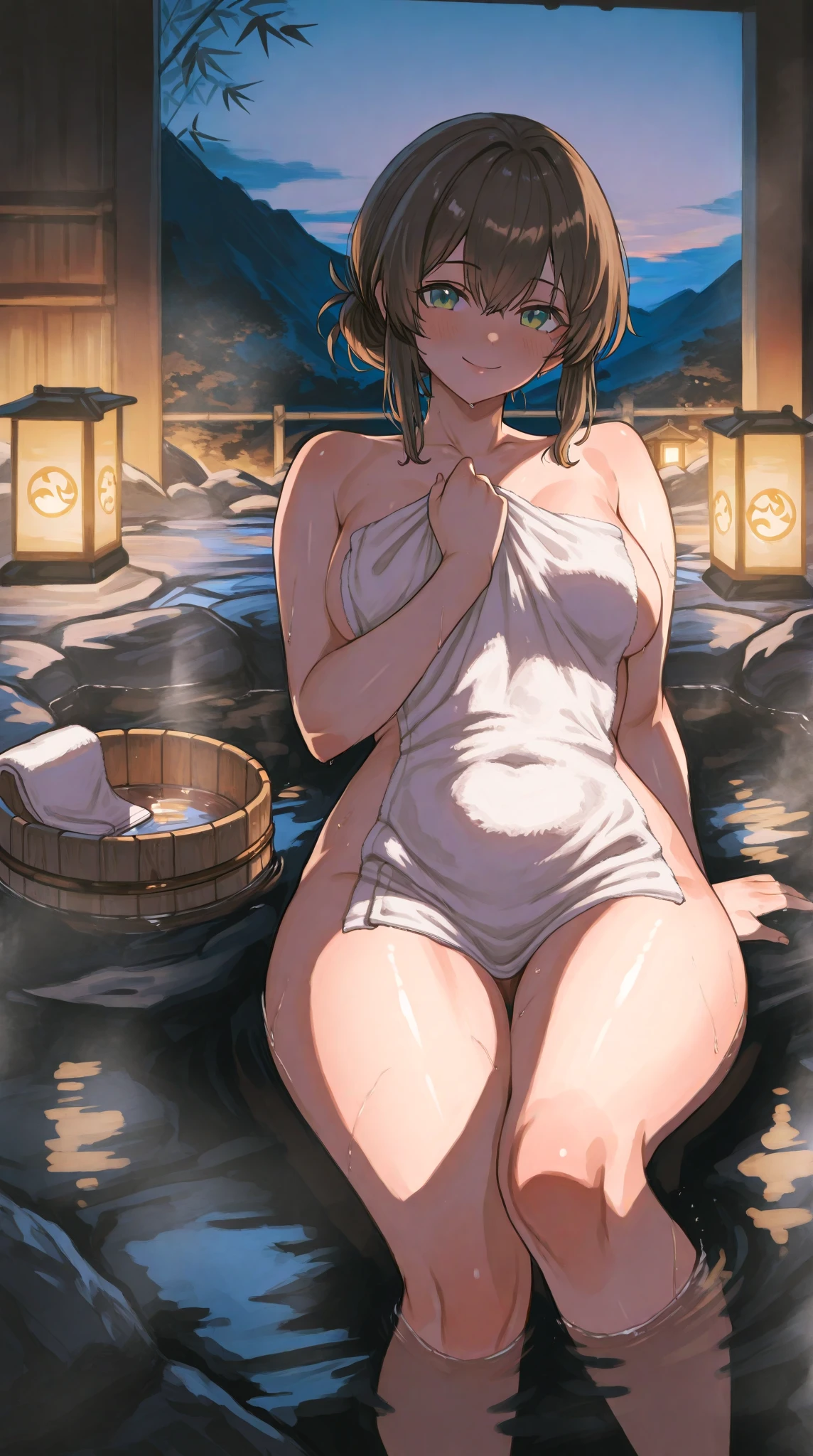 (masterpiece、Highest quality)、(Japan favelas、Old and dirty hot spring town)、((Beautiful night view))、((Unhygienic and lifeless:1.4、石のstage))、((tits、Pussy、3 or more junior high school girls、Three or more pretty naked girls、smile、fun))、((Unsanitary and dim))、Shady Red Light District、shaved ice、Sale of drinks、(stage、Everyone is having fun bathing)、smile、Happy schoolchildren、Perfect Anatomy