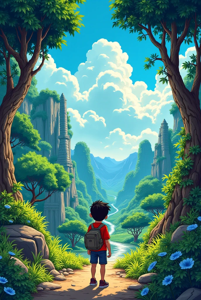 Create a manga where a boy named Caio is looking for the hidden diamond 