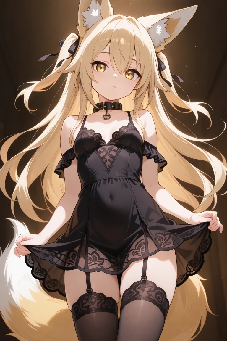 , Neko, , , blue eyes, blonde hair, black panties