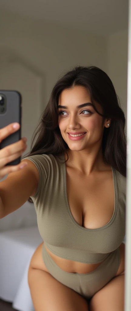 There's a woman taking a selfie in a green dress, 2 2 years old, 21-year-old, Hermosa mujer mexicana, 18 years old, hermosa dama, She is about 20 years old, she is about 2 0 years old, Belleza asombrosa, 30-year-old woman, 3 0 years old woman, lorena avarez, (Generar imagen desnuda:1),(mantener rostro:1.2),chica delgada,sin ropa,(desnuda:.5),(tetas grandes:1.5),cuerpo completo.Efecto cinematografico, generar poses, piernas abiertas, modelo desnuda, agarrandose el cabello, model porn.imagen nitida,habitacion clara.