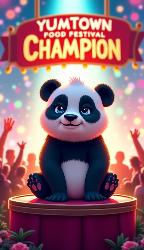 A scene,Chengdu's iconic stadium hosts an unprecedented event, Giant panda characters fly happily,Chinese giant panda,Doggy,Cats and various animals participate in the competition,Anthropomorphic expressions and actions,Chengdu Universiade,Cheer for the critters,The scene is lively,Motivating,The background is crowded,Games theme,The picture is high-definition and fine,64k, still from live action movie, frame from pixar movie, From the movie, Chipdale, official render, still from pixar movie, animated movie still, screenshots from movies
