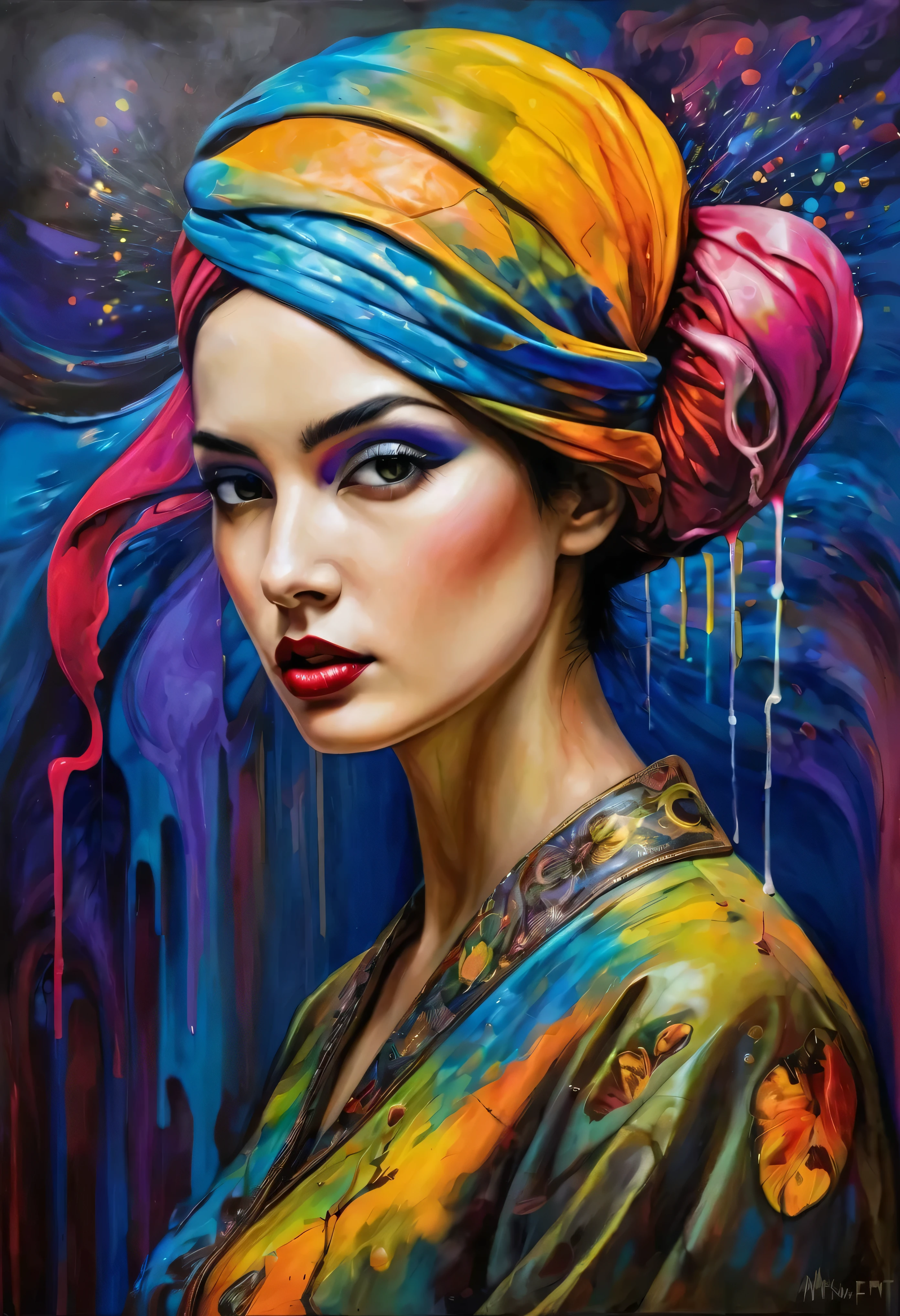 (Artistic Masterpiece of Romantic Life) ( (Themed Art of Life) ( (Conceptual Art) (NFT Exclusive) (Fauvism Work) ()”) Where visual poetry transcends traditional boundaries and embraces the dynamic interplay between creativity and technology Takes),dripping paint,darkart,style, in the style of esao andrews