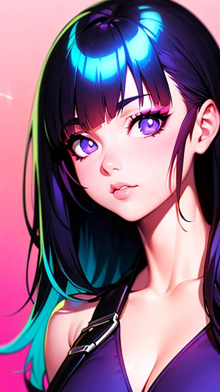 A beautiful woman dipped in rainbow colors, No clothes, with rainbow colored background, High quality, Realistic, Half-body traits, Side angle