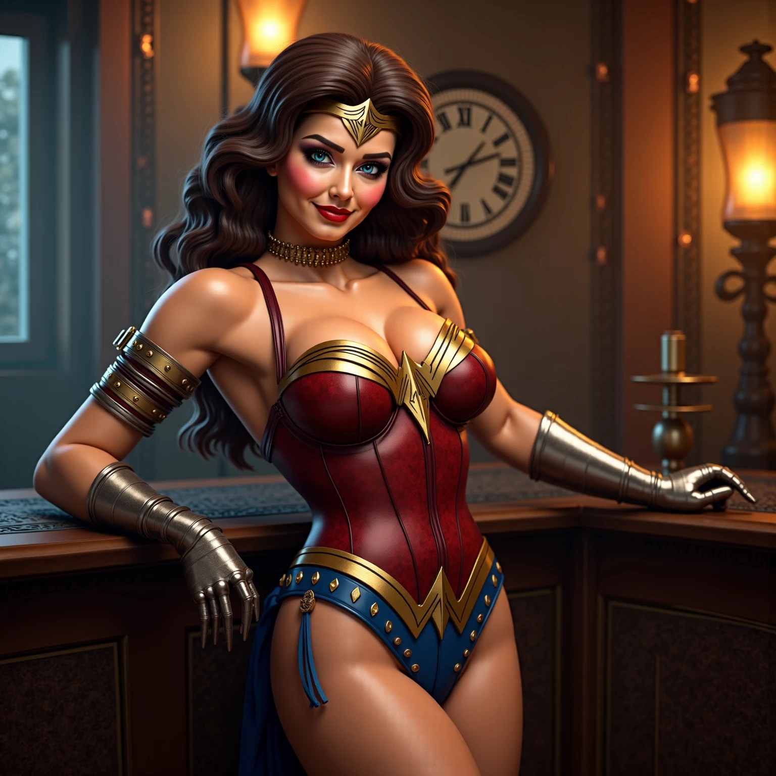 (solo), portrait, (((wonder women))), floating hair, ((in a old science lab)), (full covering lab with plants, firing and broken lab, background on fire), ((hyper detail, best quality, 8k, 16k, hyper resolution, intricate details, Masterpiece, Highly Detailed Face and Skin Texture, ultra-high definition, highly detailed detailed cinematic rendering)), sharp focus, cinematic lighting, back lighting, RAW photo