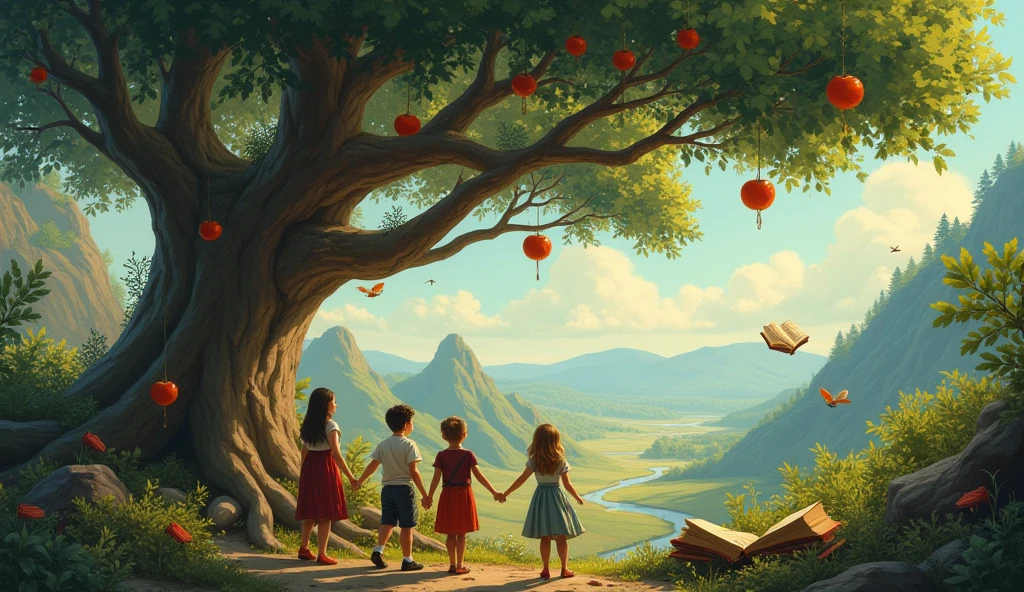 "A world where books grow on trees, and reading them causes the reader to temporarily become part of the story.