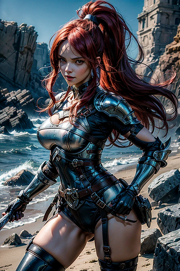 Hyper realistic super detailed sexy woman, Une fille confiante, NSFW, Very detailed, expressions faciales sexy, seductive facial expressions, [:(Face detail: 1.4): 0.4], 16K resolution, 4k resolution, dinamic lighting, High definition resolution, (sexy pose, Position attrayante), (hyper realistic: 1.4), (back light: 1.2), (sun light: 1), (pleine hauteur: 1.8),(contrasting background: 1.5), (Anatomy of the hyperrealistic arm), (Hyperrealistic anatomy of the legs), (peau propre), (lighting cinematic: 1.7), (intime), (Technologie NVIDIA RTX Ray Tracing), (Anatomy of the hyperrealistic arm: 2), (Ventre plat parfait), (image couleur),Create a 4K resolution, ultra-realistic, and extremely detailed artwork featuring an alluring Viking warrior with a seductive physique and provocative combat attire. This Viking is the central character in the artwork, known for her charismatic presence and bold allure. She stands on a rugged Nordic landscape, with fjords and snow-capped mountains in the background.

The alluring Viking warrior possesses a commanding presence. Her long, fiery red hair flows like a cascade, and her eyes are a captivating ocean blue, exuding confidence and seduction. She has a powerful yet graceful silhouette, with leather armor that accentuates her curves while emphasizing her warrior prowess. Her makeup is bold, with subtle war paint on her face, symbolizing her readiness for battle.

She is provocatively dressed for a Viking, wearing leather armor that subtly reveals her skin while highlighting her charm. She wields a formidable axe, showcasing her combat mastery. Her tattoos, elegant and mysterious, add an extra layer of allure to her appearance.