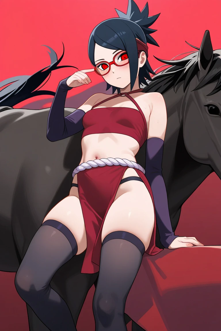 midnightmha, boku no hero academia, domino mask, purple hair, very long hair, blue eyes, laughing, looking at viewer, looking back, ass, ass focus, head tilt, white bodysuit, black breastless corset, skindentation, shiny skin, earrings, solo, nose blush, outdoors, river, <lora:Function_Better.Hands:1>, <lora:Character_My.Hero.Academia_Midnight:0.8>