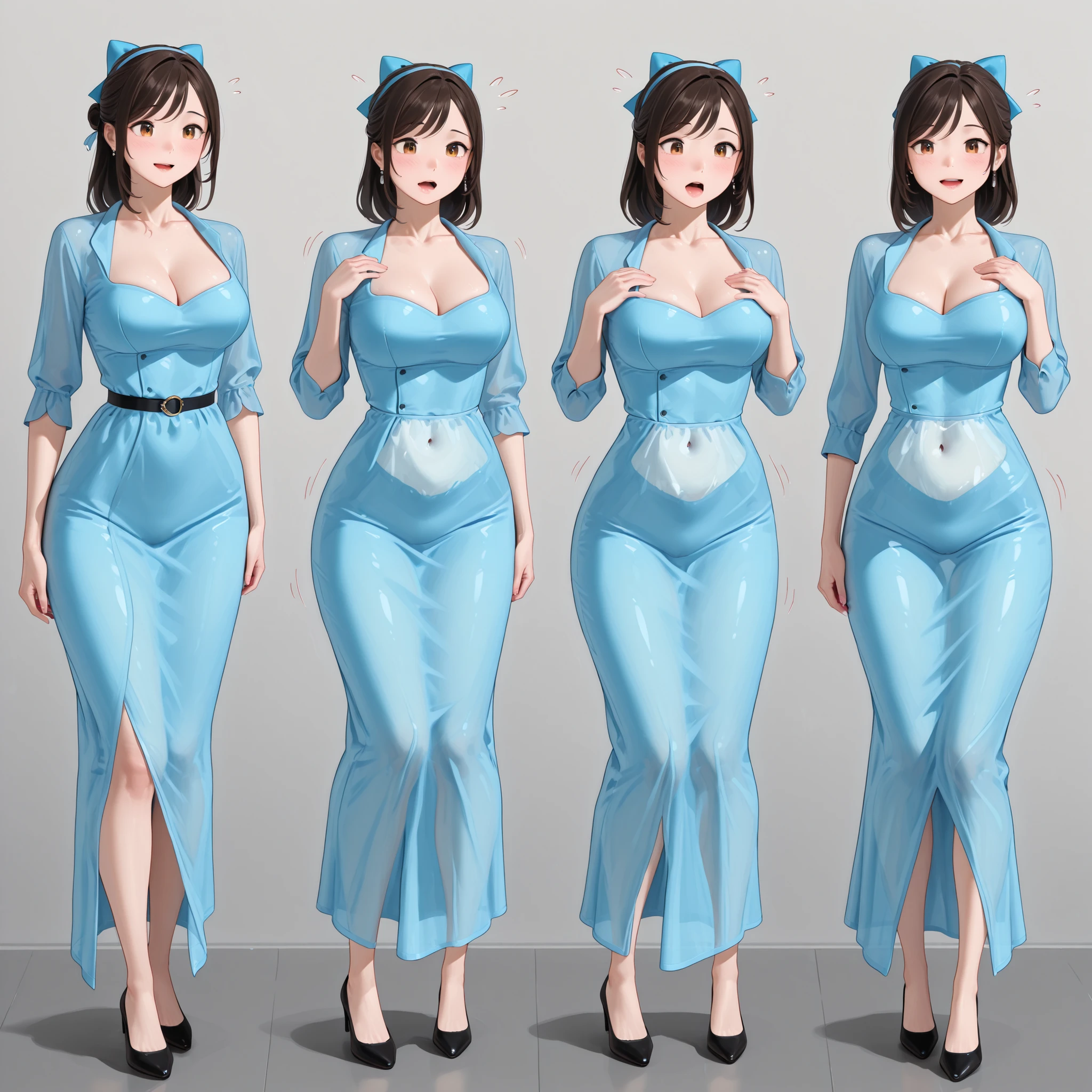 (adult fashionable woman) to (translucent woman) transformation, transformation, left to right transformation sequence, tf sequence, 
