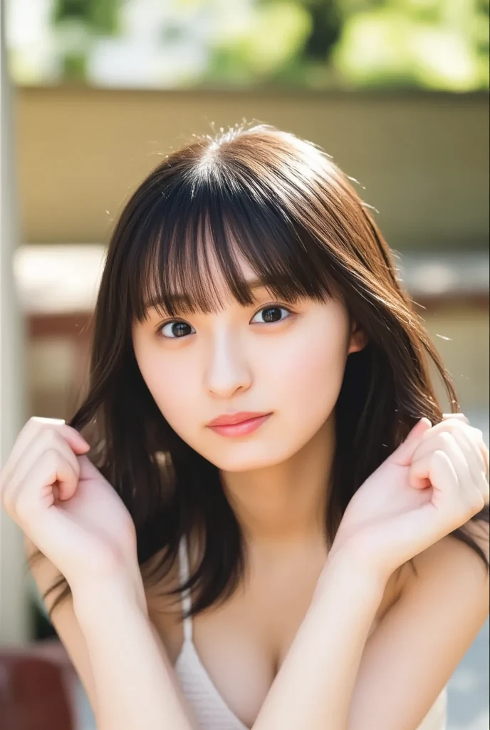 (Highest quality, 8K quality, masterpiece:1.3), (Ultra-high resolution, Photorealistic:1.4, RAW Photos), (Very detailed, Caustics, Detailed Background), (Ultra-Realistic Capture, Beautiful and detailed skin, Perfect Anatomy), whole body, Flower Field, Bright and very beautiful face, Younger, brighter, whiter skin, Best Looks, The most beautiful light blonde hair in the world, Thin Hair, Super long, silky straight hair, Shiny beautiful bangs, Shining, clear, big blue eyes, A very beautiful and adorable 16 year old, The most beautiful girls in the world, Elegant summer dresses。彼女は色とりどりの花に囲まれたFlower Fieldの中に立ち、Smiling while enjoying the scent of flowers。
