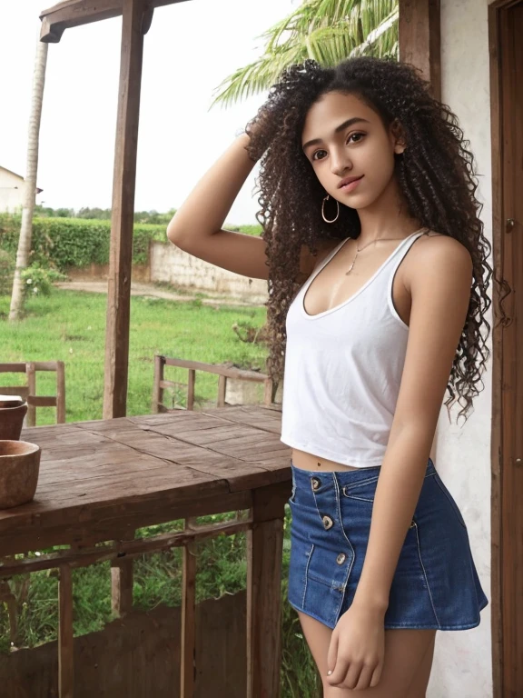 A beautiful 12 year-old   wearing a   miniskirt, smiling with her beautiful legs exposed, she is Sri Lankan, she has long black hair,more sitting poses