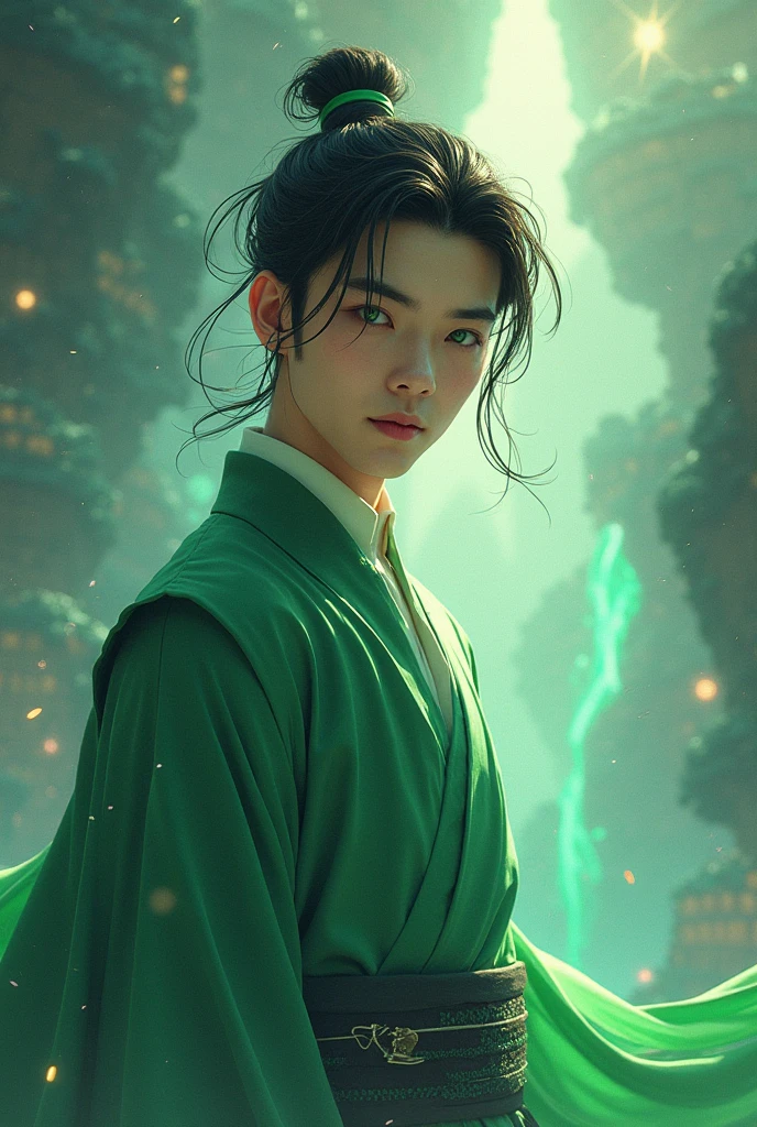 It creates an appearance similar to Liu Zhigang from only leveling but 20 years old and with green eyes should be 12 images 