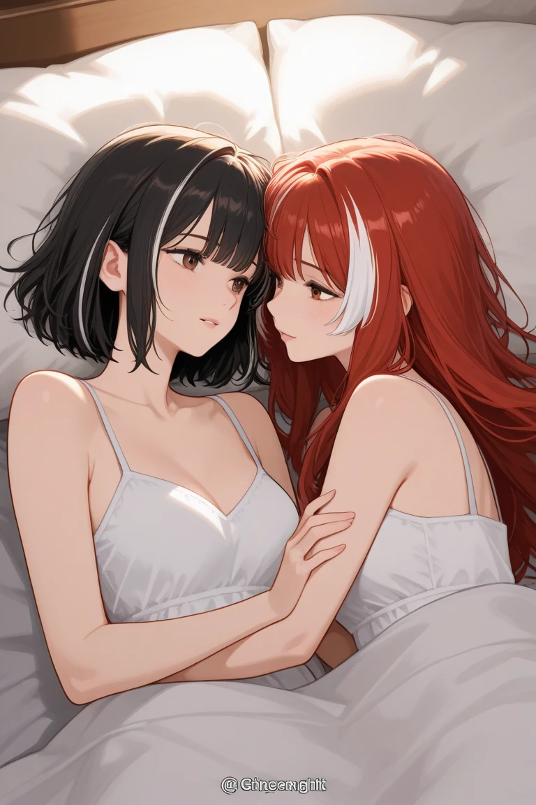 (ANIME ART STYLE), Erza scarlet from fairy tail , brown eyes, red long hair, wearing latex lingerie, blushing, laying on a bed, (ANIME ART STYLE), (NSFW), back view, dildo in her ass, thick,