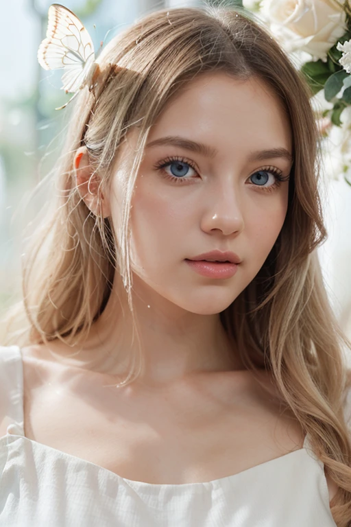 (1girl), C-cups, realistic, photorealistic, detailed facial features, beautiful eyes, delicate lips, porcelain skin, natural lighting, warm color palette, cinematic composition, high resolution, intricate details, masterpiece