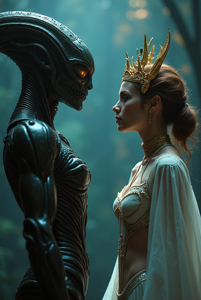 **The Alien Queen and the Human Commander** In this captivating sci ...