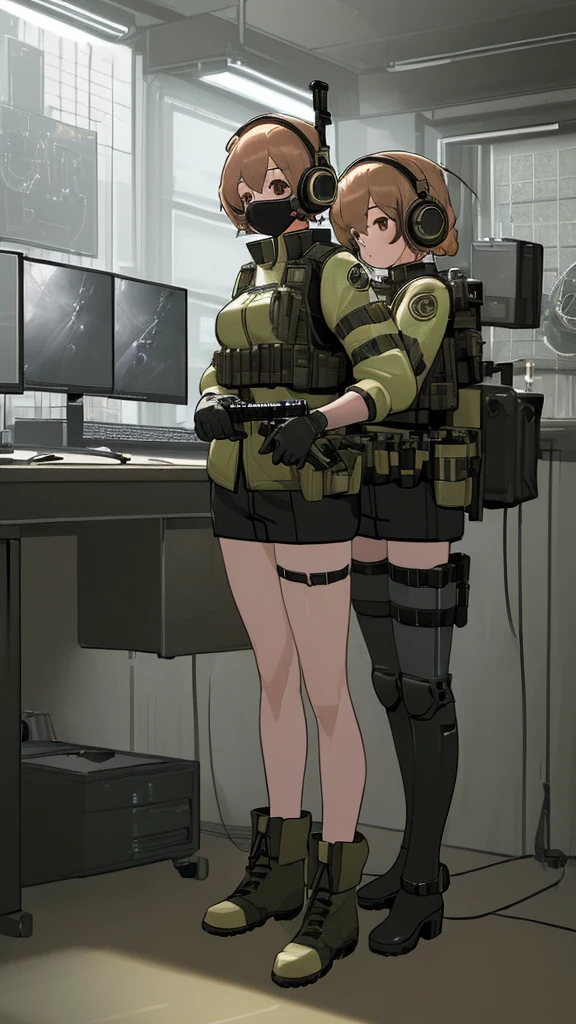 masterpiece, best quality, ultra-detailed, DDA, 2girls, all fours, , object insertion, ass, ass-to-ass, dildo, kneeling, object insertion, completely nude, on all four, double dildo,(ela_(rainbow_six_siege) and Joanna Dark)