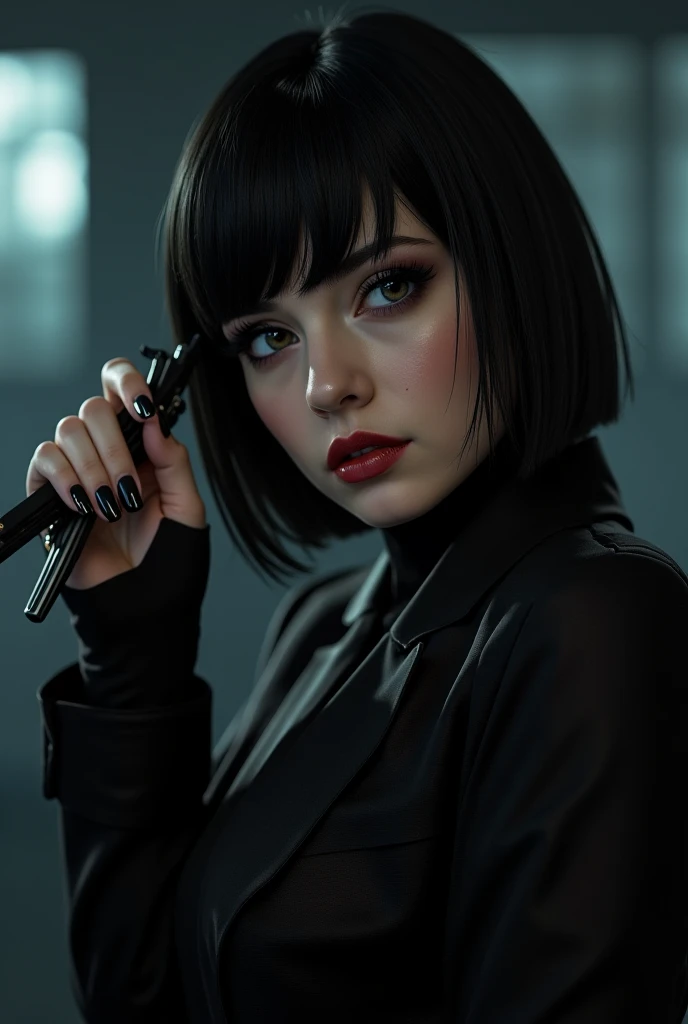 I want her hair like Ada Wong and I said her nails are black 