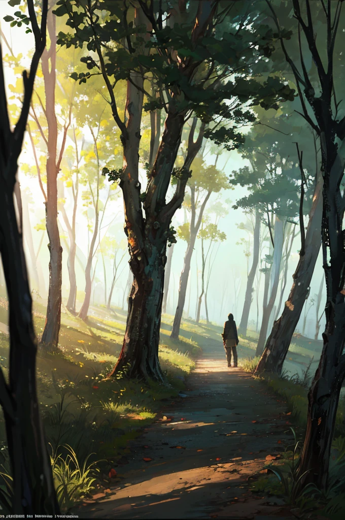 dark fantasy , highly detailed, cinematic lighting, night, forest, in one picture, no human in background