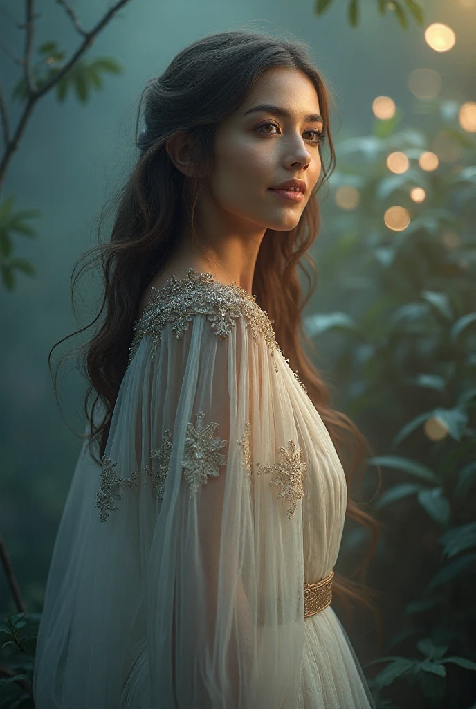 Put a beautiful woman with wavy hair next to me