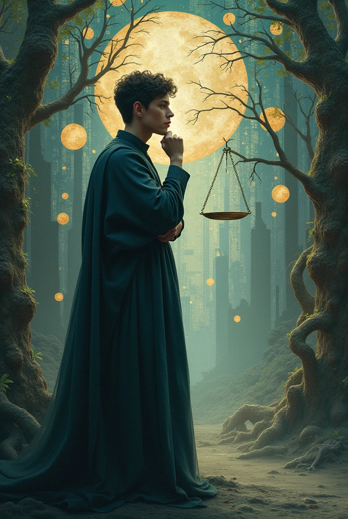 Make an image that reflects financial models to predict investment risks that demonstrate a parable