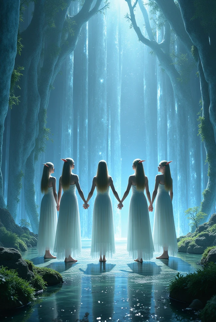 Tall elves sing in the Crystal Forest or imaginative music video