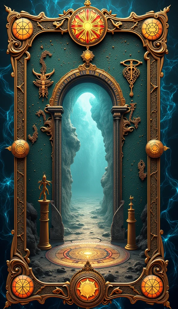 Rich details 4k super fine high definition : tarot card, similar to a tarot card : Create a map "secret door 