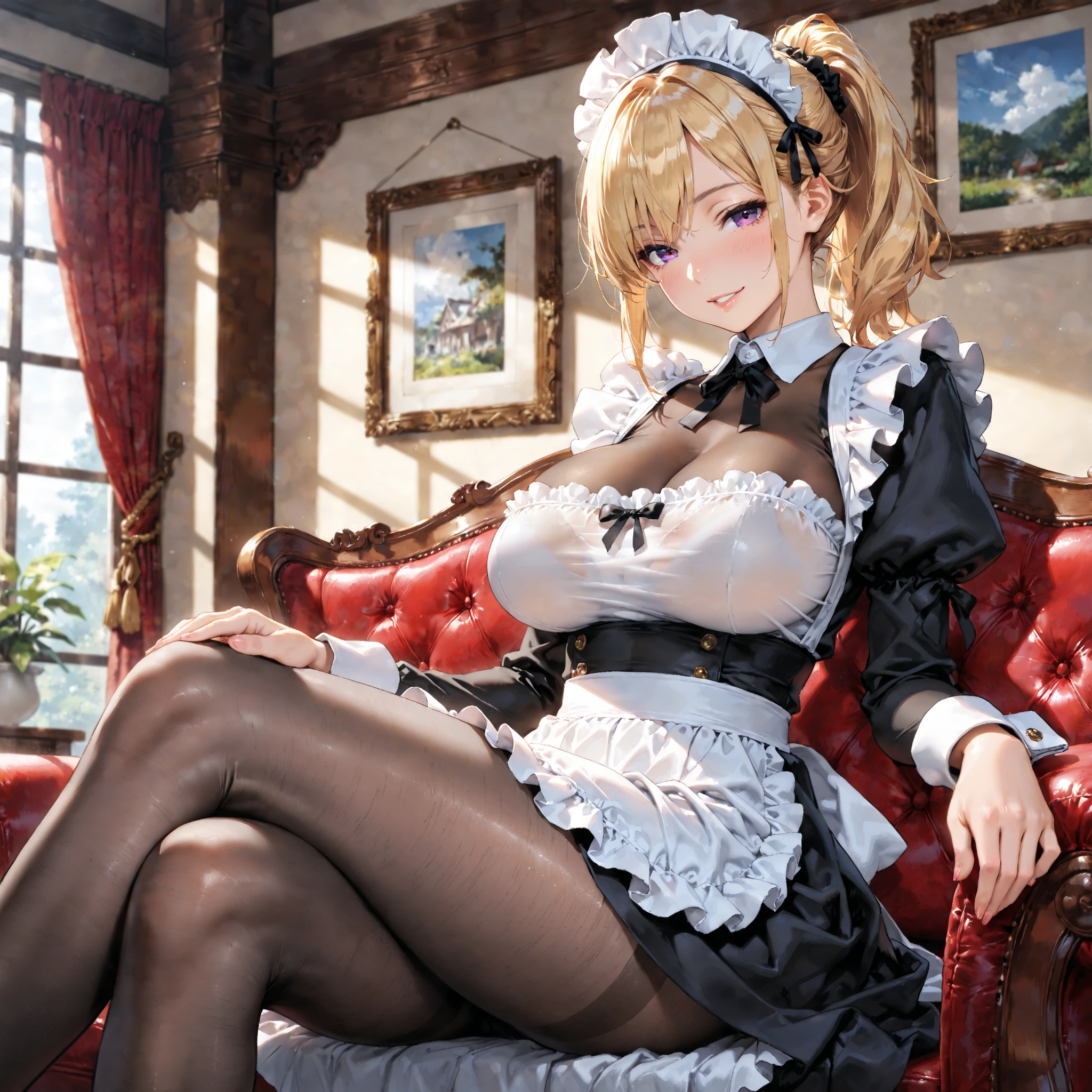 16 year old girl,(((Maid))), blue eyes, full body, maid hairband, extremely detailed, 4k wallpaper, white stockings, realistic anime