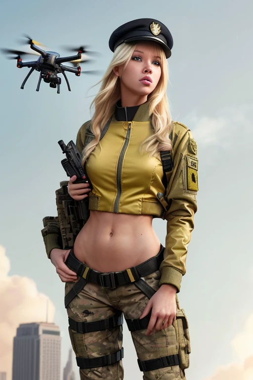 a photo of a mesmerizing S021_AnnaSophiaRobb, hanging from a helicopter, wearing a leather_jacket, (8k, RAW photo, best quality, ultra high res, photorealistic, masterpiece, ultra-detailed, Unreal Engine)