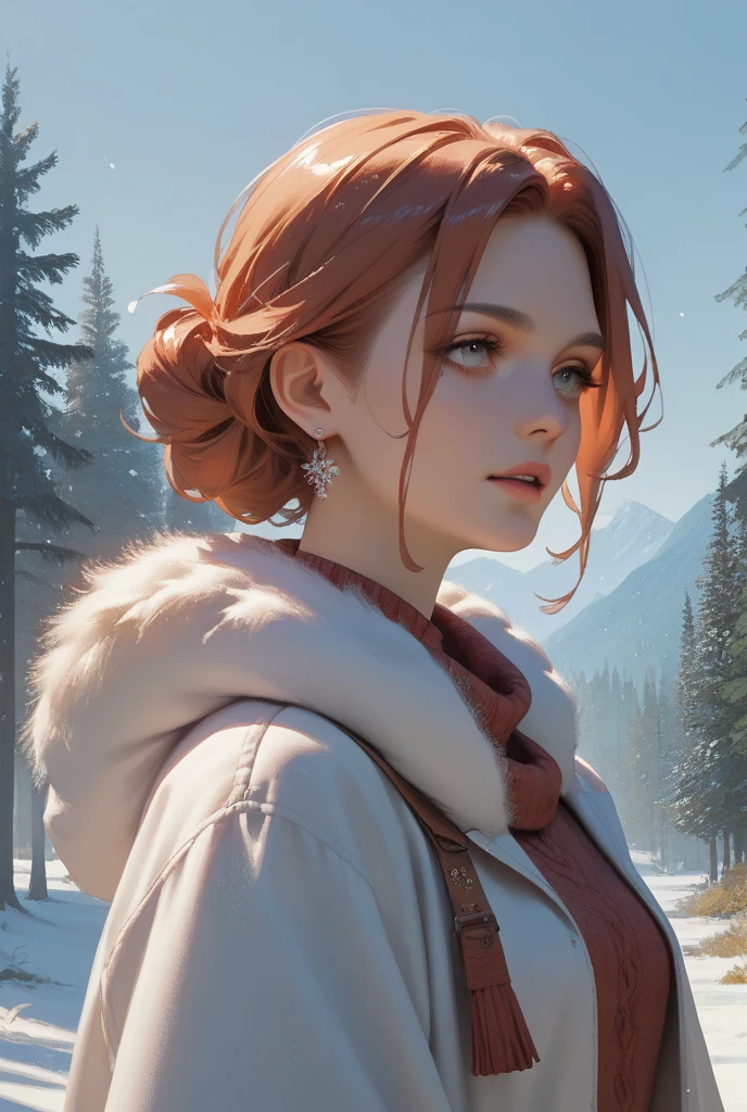 Illustration of a beautiful snowy girl