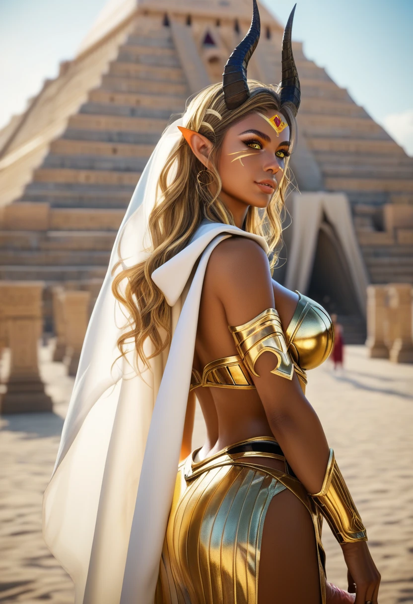Photo of (arabian princess:1.5) Packed hall standing in the background々and衣装を着て (Cyberpunk Desert:1.3), (Exotic Royal Palace:1.5) and (sunset sky:1.2). In a complex hijab, Long vest in jewelry with gold embroidery, detailed face and eyes, (very detailed:1.4), 8K, realistic, (long dark brown hair:1.2), (young woman:1.1), Written by Jeremy Mann, Written by Sandra Chevrier, Written by Maciej Cuchara, (shadows and highlights:1.3), true shadow, 。.3D, (golden hour lighting:1.3), (by Michelangelo:0.9), Art stations and deviations, Greg Rutkowski and Alphonse Much