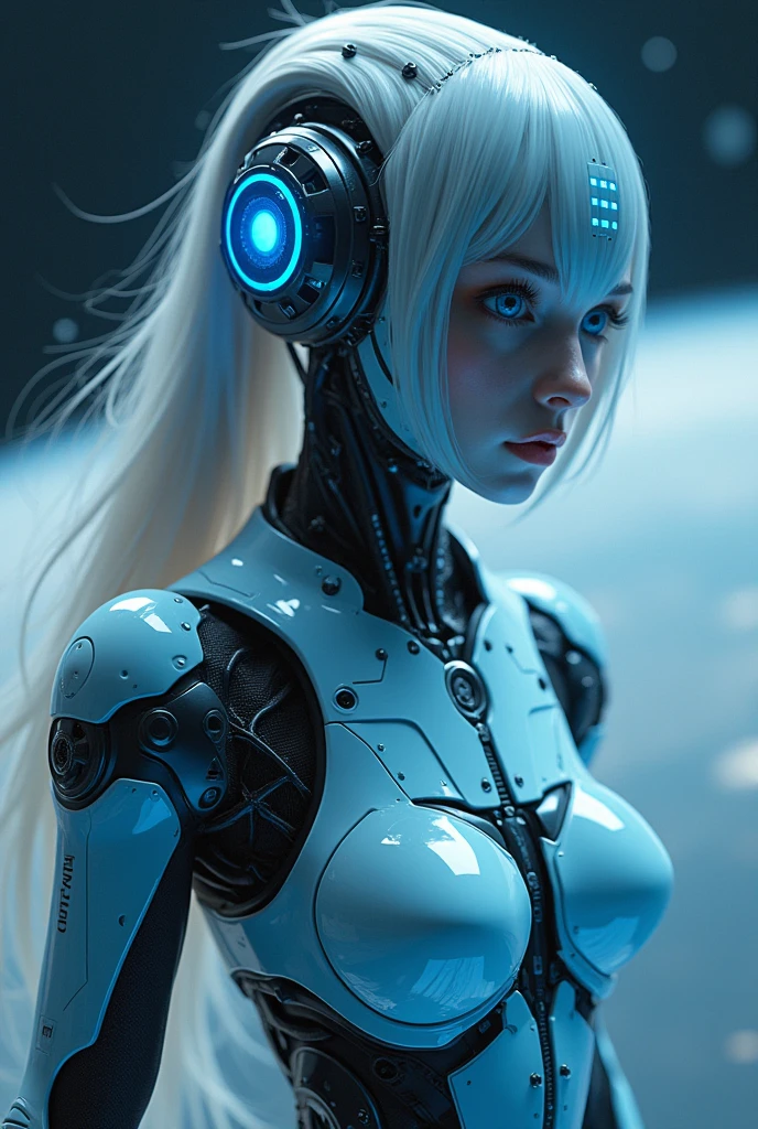 anime - style image of a woman with skeletal body and helmet, unreal engine rendering + a goddess, Biomechanical OPPAI, highly detailed cybernetic body, white biomechanical details, gynoid cyborg body, 8k 3D rendering character art, body detailed, intricate mechanical body, cybernetic and highly detailed