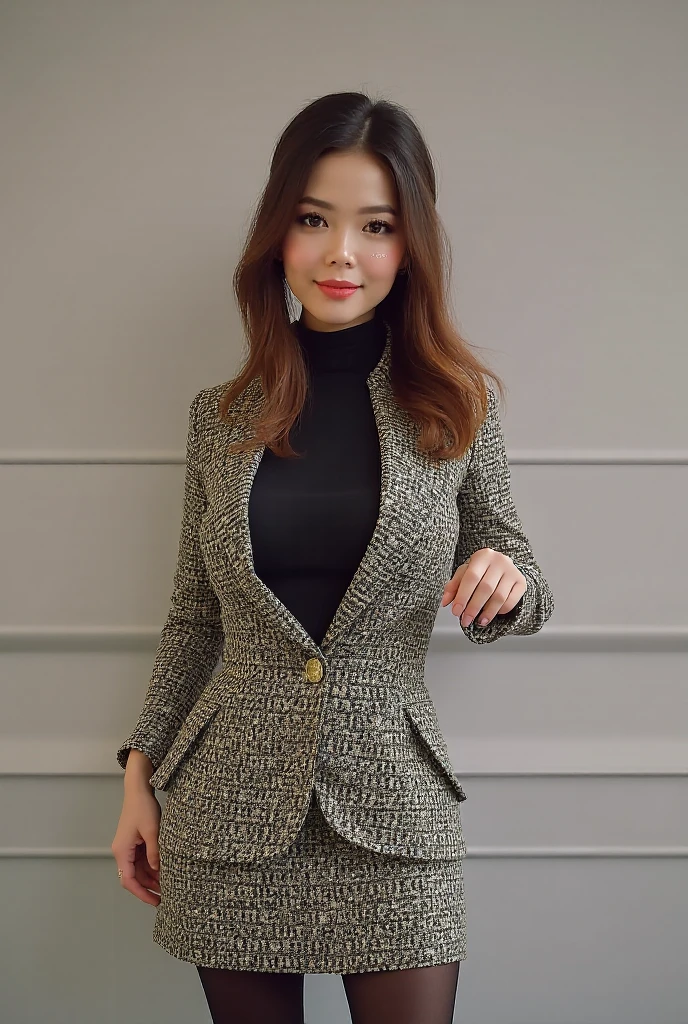 high definition photo,ultra detailed skin,ultra detailed face,<lora:xunge_XL_0_:1>,xunge,(Turtleneck_sweater_dress:1.5),(Thigh-high_boots:1.4),(Wide-brim_hat:1.3),1girl,(Chic_tweed_blazer:1.5),(Cigarette_trousers:1.4),(Pointed-toe_pumps:1.3),portrait,