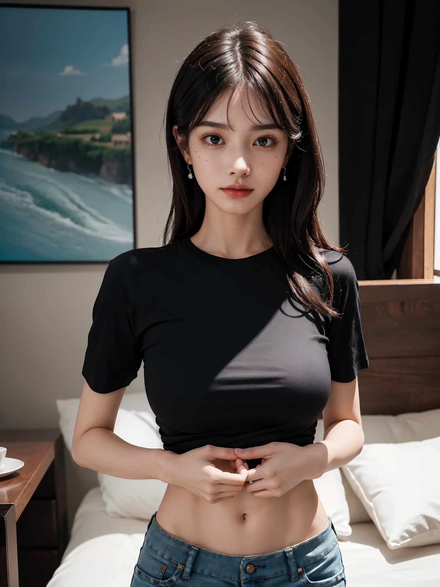 (RAW Photos: 1.2), Highest quality, Beautiful detailed girl, Bunny girl, smile, Highly detailed eyes and face, Beautiful attention to detail, Large file size, High resolution, High resolution, 8k wallpaper, The finer details, highly detailed ticker uniform 8k wallpaper, Light on the face, Cinema Lighting, 16-year-old girl, Sexy pose, (Photorealism: 1.4), figure, Surrealism, From below,,Thick thighs,nsfw,Large Breasts,Spread your legs,Black Panties,Showing panties,
, short sleeve shirt,Pleated skirt, Black Pantyhose,
