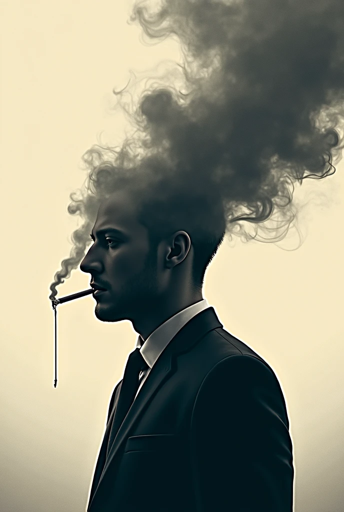 in style of Nick Veasey,man smoking