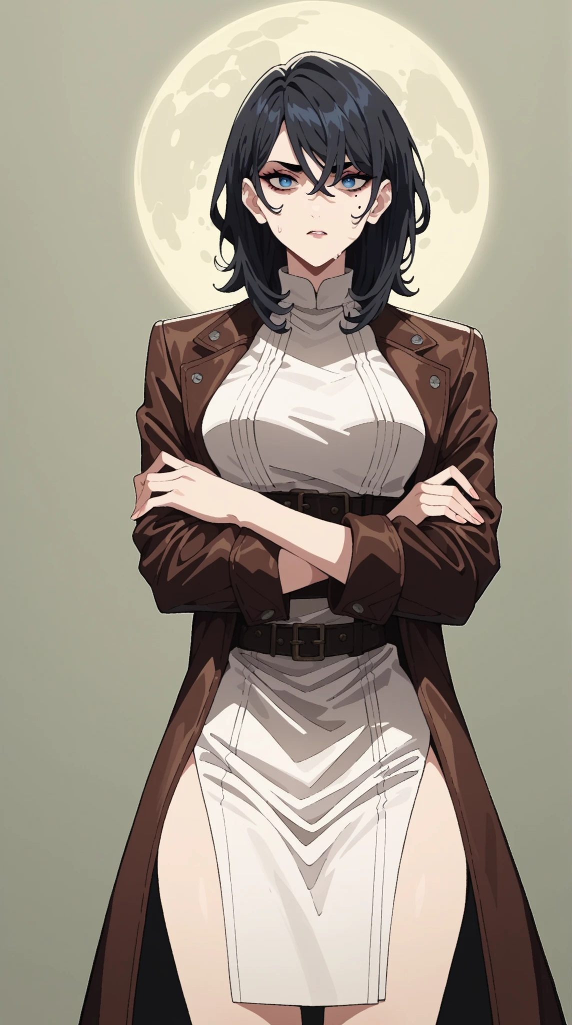 Finger Pieck, Shingeki no Kyojin , Attack on Titan, anime style, smiling, rendered anime, Soft 3D chubby, Muscular, nudity, LoRA style, abdomen, thick thighs, Muscular