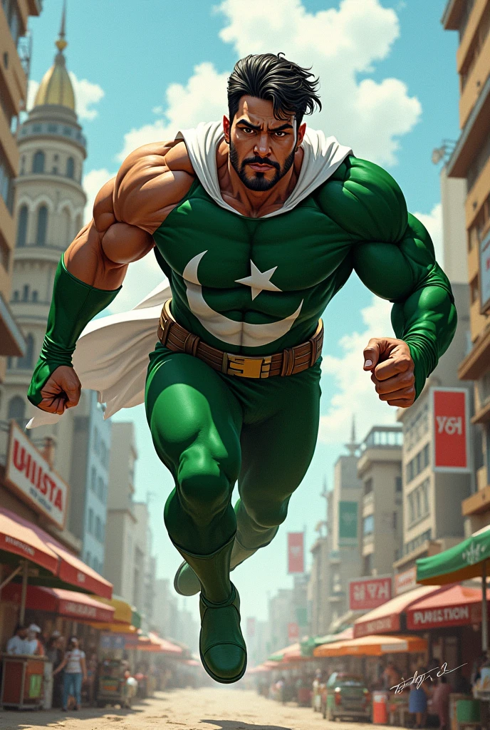 Wolverine wearing a Pakistani flag costume