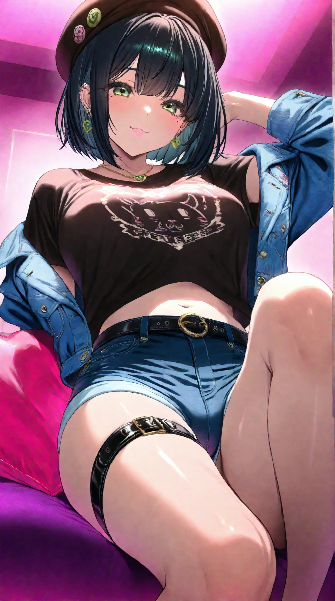 uma imagem de uma mulher de anime em uma jaqueta verde e jeans , Estilo Yugioh, Yugioh Estilo de Arte, Arte Yugioh, yu - no, Yugioh, personagem de anime feminino, mulher alta do anime com olhos azuis, character, cabelo rosa