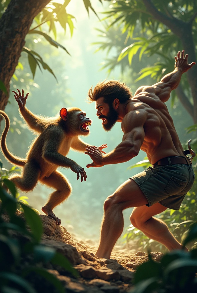 ChatGPT
You said:
Create a prompt for a image in a wood cutter cutting the wood and a monkey it's tell hold in a cutted wood
ChatGPT said:
ChatGPT
Here’s a prompt for the image:
"A muscular woodcutter with a determined expression is in mid-swing with an axe, cutting through a large tree trunk in a dense forest. Nearby, a curious monkey is perched on a freshly cut log, holding onto the wood as it balances itself. The scene is set in a sun-dappled woodland, with rays of light piercing through the trees, highlighting the woodcutter's effort and the playful nature of the monkey. The atmosphere is a mix of rugged labor and lighthearted wildlife interaction." Animeted