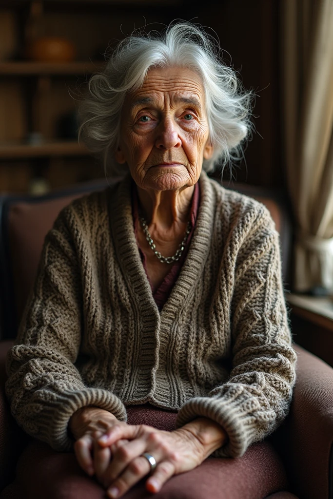 A grandmother masturbating, bathed in semen