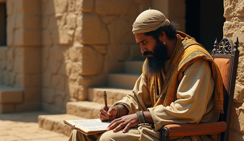 Generated an image of an Agadezian man writing Muhammad the messenger of Allah