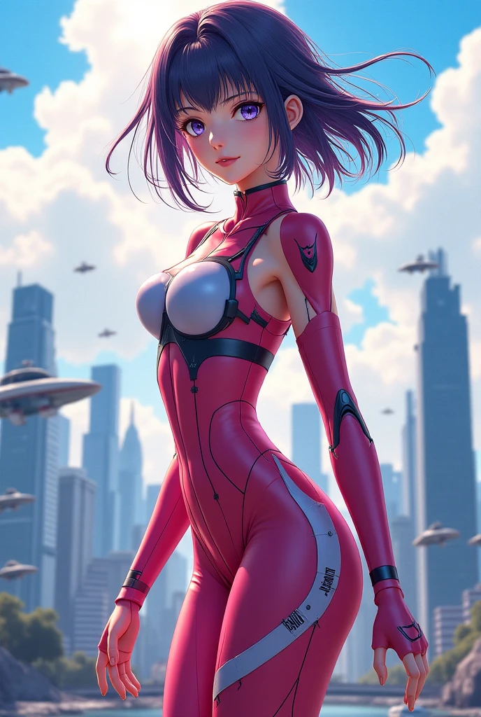 ((masterpiece))、((best quality))、extremely beautiful detailed anime face and eyes)),cowboy shot,1woman,solo,young 9-year-old daughter of severus snape、dark red hair,short cut hair,green eyes,slender body, ideal ratio body proportions,medium breasts,White leotard、cyber punk、The world of cyberpunk、Future City、neon、at night、

