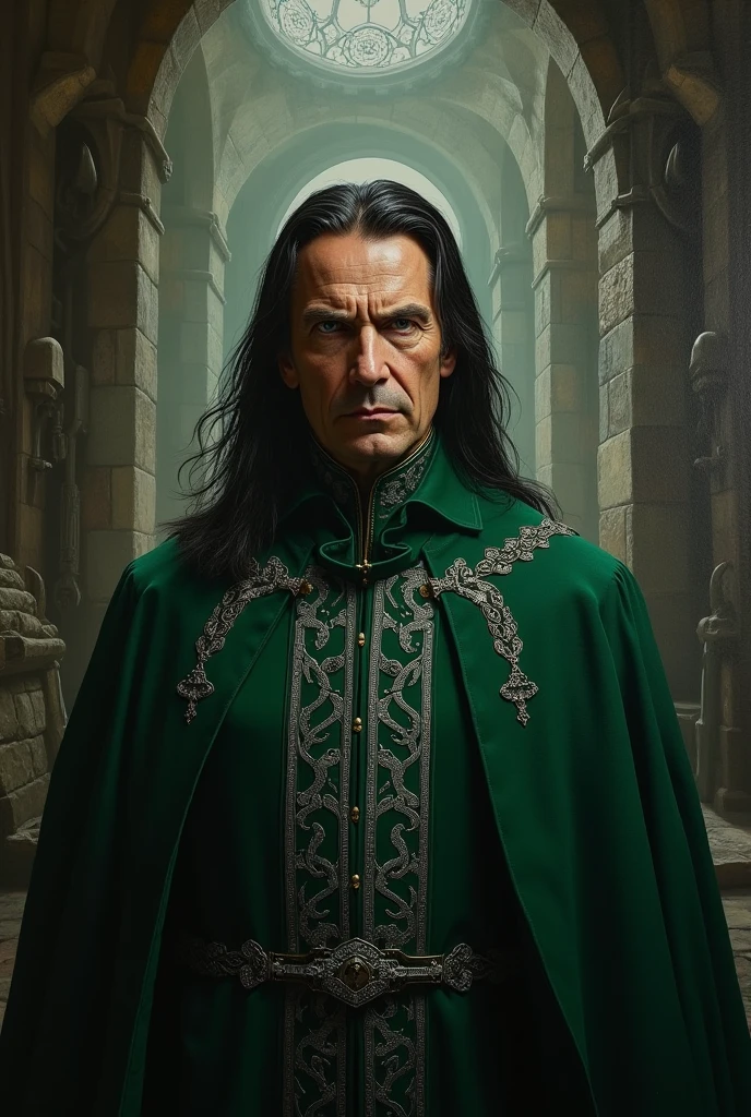An oil portrait depicting the founder of the House of Slytherin in the Harry Potter saga.