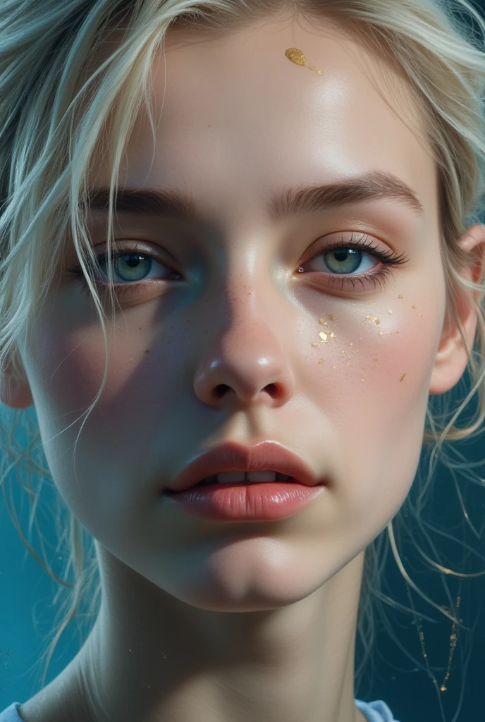 an abstract portrait of a young English lady showing only the face