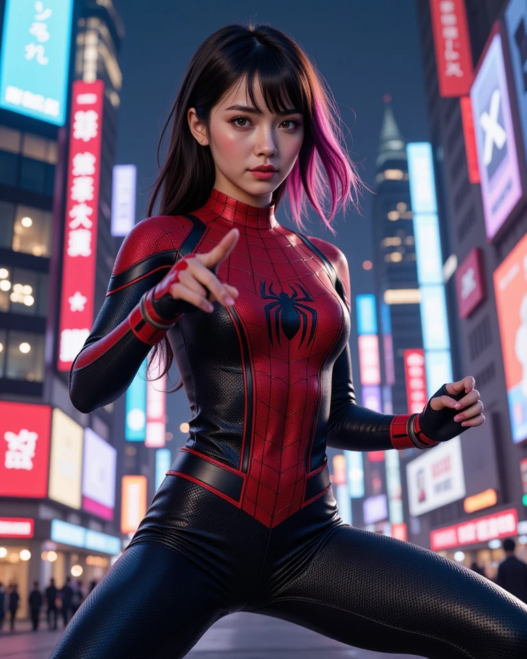 break・ライヴリー、マーベルコミックの映画Poster、so beautiful、Movies about Spider-Man、sexy、whole body、Wearing a skirt、Premiere Date、Poster、belly buttonを突き出す、new york、She's wearing a ripped Spiderman suit、The suit is torn、Wearing a skirt、Red and black color scheme、dynamic、masterpiece、Highest quality、Super detailed、Very detailed、Delicate and beautiful shine、Ultra-high resolution、Cinematic、break、breakドロップ、(Torn clothes:1.5)、(Wet clothes:1.4)、Bare shoulders、Real Rain、Wet Hair、belly button、Exposed Skin、sexyな肩を披露